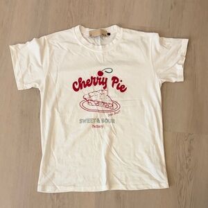 NWOT Korean Brand Atelier Nain White "Cherry Pie" Graphic Tee